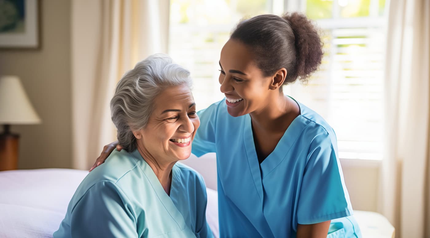 Caregiver with senior patient